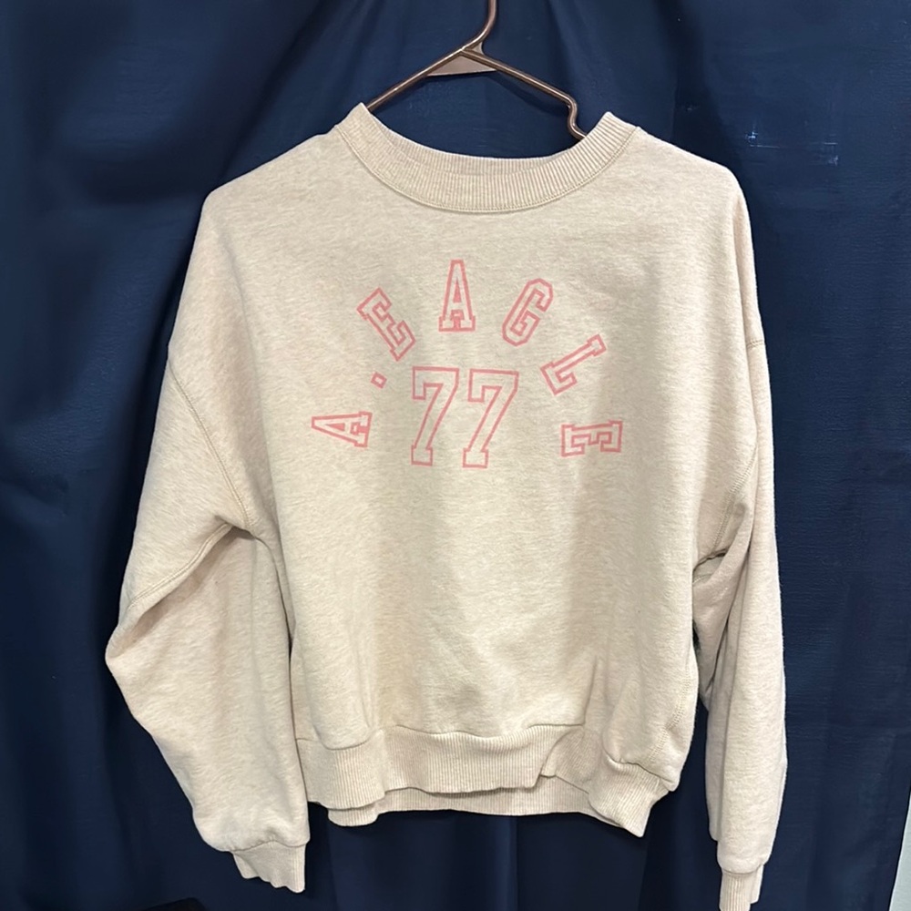 Aerie Cream Sweatshirt with Pink Graphic